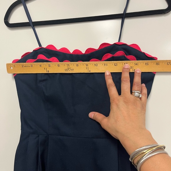 Vineyard Vines Strapless Dress Navy/ Pink Sz. 6 - Picture 7 of 9